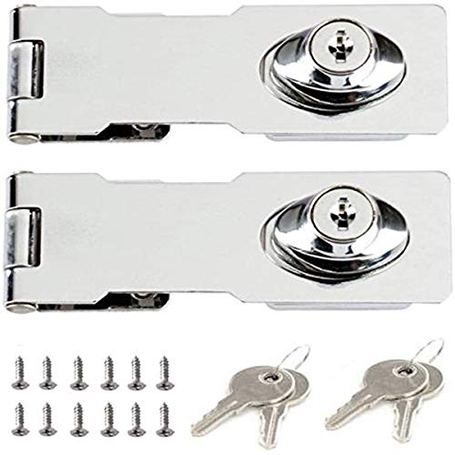 (2 Piezas) Cerrojo de Metal 2.5 Inch Hebilla del Pestillo de La Puerta con Candado y Llave Hardware para Cerrar Cobertizo Puertas Gabinetes Cajas Mueble