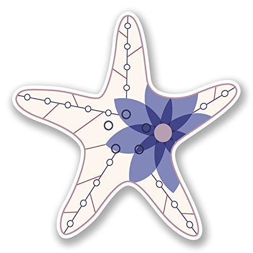 2 x 10 cm Estrella de mar Adhesivo de vinilo para iPad, ordenador portátil Star Fish Niñas buceo # 5367 – 10 cm x 10 cm