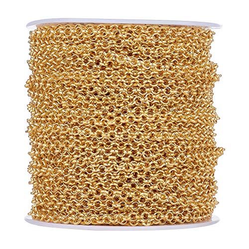 50 m/roll oro hierro enlace cadena 4x1 mm sin soldadura Rolo cable cadenas para collar joyería accesorios DIY fabricación 50 m/roll oro hierro enlace cadena 4x1 mm sin soldadura Rolo cable cadenas para collar joyería accesorios DIY fabricación