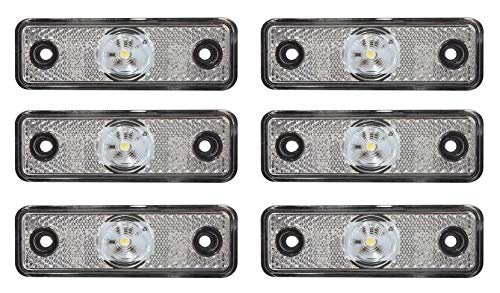 6 x 12 V 24 V LED luces de marcador lateral con cable frontal blanco Outline Lámparas ADR Camión impermeable E-Marked Remolque Camión Accesorios de decoración