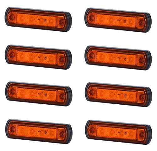 8 x 4 SMD LED naranja luz de gálibo lateral 12 V 24 V con certificado E Luz de posición para coche, camión, coche, lámpara de luz amarilla universal