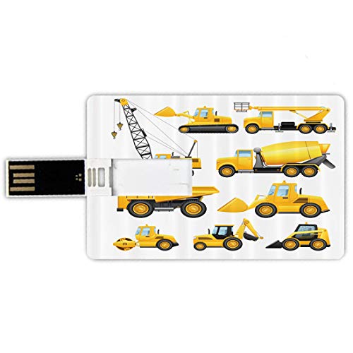 8GB Forma de tarjeta de crédito de unidades flash USB Guardería Estilo de tarjeta de banco de Memory Stick Imágenes abstractas de vehículos de construcción Maquinaria Camiones Bulldozer Crane,Multicol