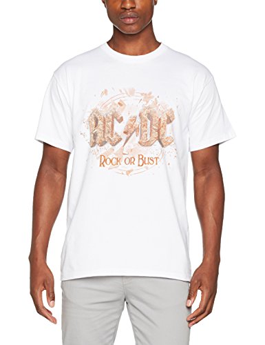 AC/DC Rock Or Bust - Camiseta para Hombre, Hombre, Camiseta, 1010408-M, Blanco, Medium