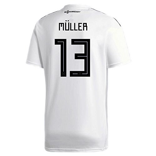 adidas Muller #13 Alemania Inicio Estadio de Fútbol Hombre S/S Jersey Copa Mundial Rusia 2018 (S)