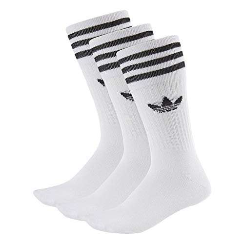 adidas Solid Crew Socks - Calcetines (3 unidades, talla 39-42), color blanco y negro adidas Solid Crew Socks - Calcetines (3 unidades, talla 39-42), color blanco y negro