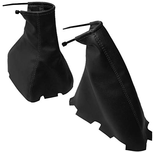 AERZETIX: Funda para palanca de cambios y freno de mano de piel sintética con costuras de colores variables (negro con costuras negro)