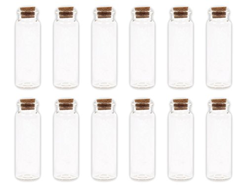 Alsino Set de 20 Botellas de Vidrio Transparente | (GF-04) | con Tapón de Corcho | 7 x 1,5 cm | para Decoraciones | Bricolaje | Idea Boda