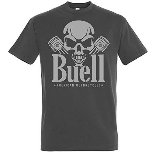 Ant Buell American Motorcycles | Skull Piston | T-Shirt | Neu | S M L XL XXL 3XL Men's Round Neck Short Sleeves Cotton T-Shirt