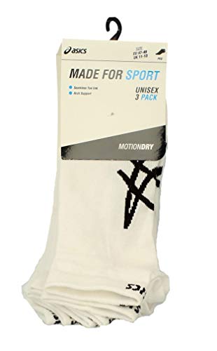 Asics Made For Sport 132724 - Calcetines deportivos unisex (3 unidades, talla 2-5, blanco real 0001)