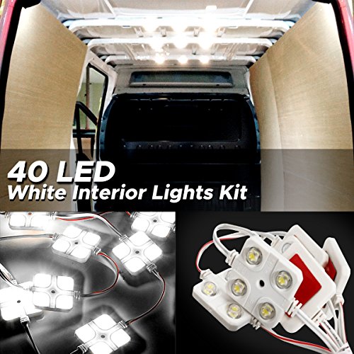 Audew Kit de Luz Interior 12V 40 LED para Van Camiones, Blanco