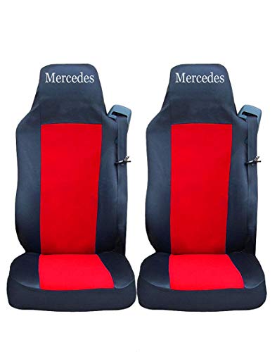 AutoCommerse Juego de Fundas de Asiento para Camión y HGV 2 Piezas Euro 6 LHD Color Negro y Rojo