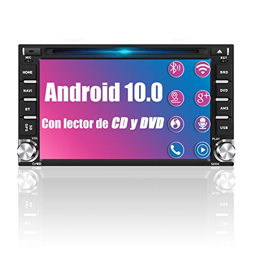 AWESAFE Android 10.0 [2GB+32GB] Radio 2 DIN Universal con 6.2 Pulgadas Pantalla, Autoradio 2 DIN con CD DVD/WiFi/Navegador GPS/Bluetooth/Mandos Volantes/RDS/USB/SD/Subwoofer/Mirror Link