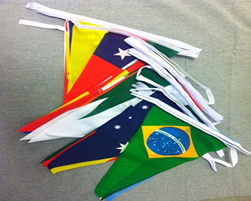 AZ FLAG Guirnalda 19 Metros 32 Banderas de la Copa del Mundo DE Futbol 2014 45x30cm - Bandera del Mundial DE Football EN Brasil 30 x 45 cm - banderines
