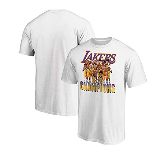Baloncesto Jersey con Capucha 2020 de Los Angeles Lakers Finales de Champions Memorial con Capucha, Camiseta de Entrenamiento de los Hombres Respirables de White-XXXL