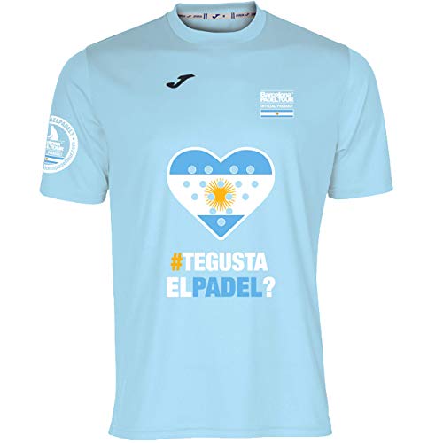 Barcelona Padel Tour | Camiseta Técnica de Manga Corta para Hombre Joma | En Tejido Micro Mesh Transpirable con Corazón Love Pádel y Bandera Argentina Azul Celeste L Barcelona Padel Tour | Camiseta Técnica de Manga Corta para Hombre Joma | En Tejido Micro Mesh Transpirable con Corazón Love Pádel y Bandera Argentina Azul Celeste L