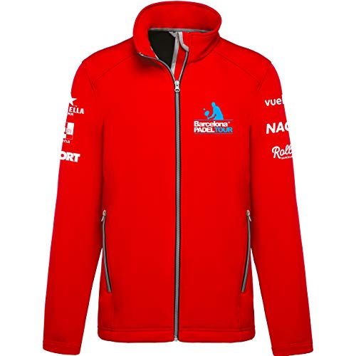 Barcelona Padel Tour | Chaqueta En Tejido Softshell para Hombre Hidrófuga, con Cremallera y Estampación Especial de Pádel | Ropa Deportiva Rojo XL Barcelona Padel Tour | Chaqueta En Tejido Softshell para Hombre Hidrófuga, con Cremallera y Estampación Especial de Pádel | Ropa Deportiva Rojo XL