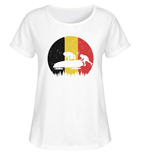 Bobsport Bélgica Mundial Copa del Mundo | 668 – Camiseta Rollup para mujer Blanco S