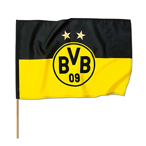 Borussia Dortmund Bandera de caña, Unisex, Negro/Amarillo, 120x80 cm