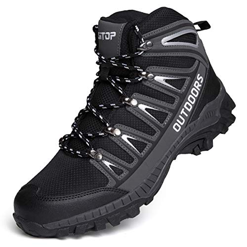 Botas de Montaña para Hombre, Zapatillas de Senderismo Antideslizante Zapatos de Deporte Exterior Calzado de Alta Caña Trekking Sneakers (Negro, numeric_40)