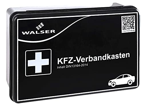 Botiquín WALSER 44262 KFZ negro según DIN 13164, botiquín de primeros auxilios del coche, bolsa de primeros auxilios