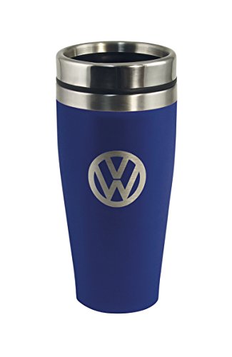BRISA VW Collection - Volkswagen Bus T1/T2/T3/T4/T5/T6 Taza Térmica de viaje de Acero inoxidable, Vaso con Aislamiento de doble pared para Llevar, Copa de café reutilizable para Oficina/Escuela (Azul)