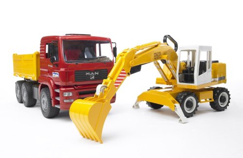 Bruder 2751 Man TGA - Camión de construcción y Excavadora de plástico
