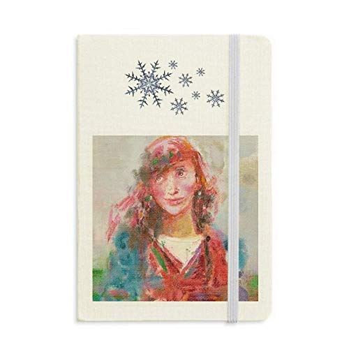 Bufanda roja chica XJJ pintura al óleo cuaderno grueso diario copos de nieve invierno