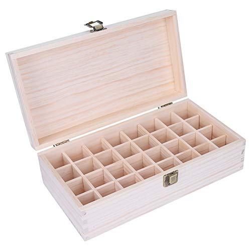 Caja de Aceites Esenciales Madera Organizador - 32 Botellas de Perfume Almacenamiento de Aceite Esencial