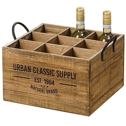 Caja de Botellas Botellero Soporte para Botellas Madera Abeto Vintage 40 cm 'Urban Classic Supply'