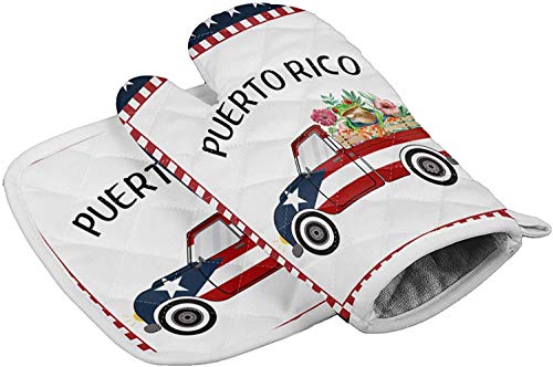 Camión con guantes de horno con bandera nacional Almohadillas calientes resistentes al calor con guantes de barbacoa antideslizantes de poliéster para cocina,cocinar,hornear,asar a la parrilla,Puerto