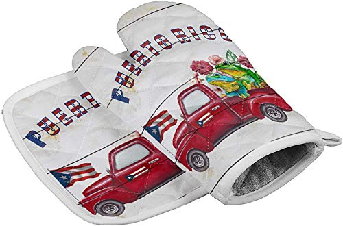 Camión rojo con guantes de horno con bandera nacional almohadillas calientes resistentes al calor con guantes de barbacoa antideslizantes de poliéster para cocina,cocinar,hornear,asar a la parrilla,V Camión rojo con guantes de horno con bandera nacional almohadillas calientes resistentes al calor con guantes de barbacoa antideslizantes de poliéster para cocina,cocinar,hornear,asar a la parrilla,V