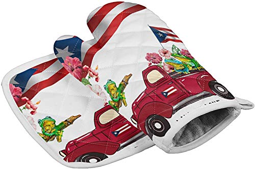 Camión rojo con guantes de horno con bandera nacional Almohadillas calientes resistentes al calor con guantes de barbacoa antideslizantes de poliéster para cocina,cocinar,hornear,asar a la parrilla,P Camión rojo con guantes de horno con bandera nacional Almohadillas calientes resistentes al calor con guantes de barbacoa antideslizantes de poliéster para cocina,cocinar,hornear,asar a la parrilla,P