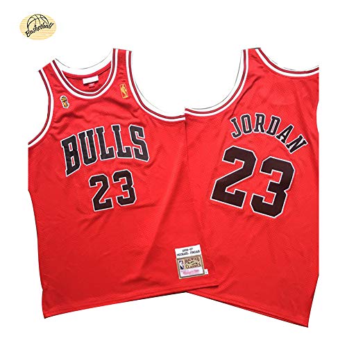 Camiseta de Baloncesto Michael Jordan Chicago Bulls, Camiseta Retro Bordado clásico n. ° 23 para Hombres, Sudadera Juvenil Transpirable de Secado rápido para Exteriores (S-2XL)-Red-S