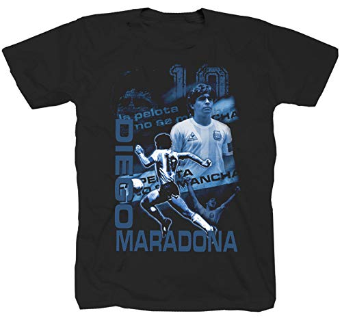 Camiseta de manga corta con diseño de Diego Maradona Boca Juniors Barcelona Star Club Neapel, color negro Negro XXXXL