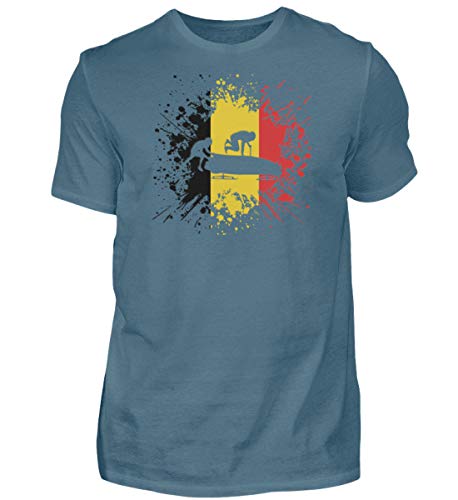 Camiseta de manga corta para hombre Bobsport Bélgica con diseño de la Copa Mundial de Fútbol Azul (Stone Blue) XL