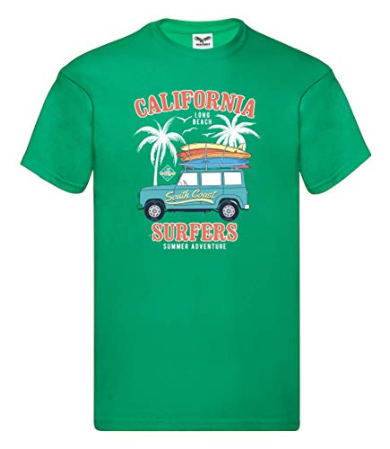 Camiseta unisex de California, palmeras, playa y costa para niños y niñas Kelly Green 140