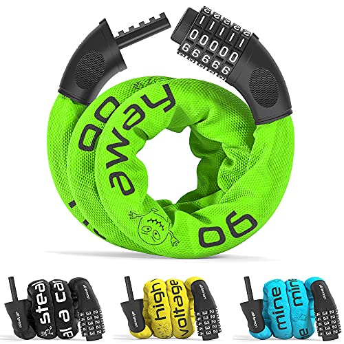 Candado Bicicleta con Código de Número y Cadena de Acero | Cerradura Seguridad Cable 5 dígitos combinacion amarre antirrobo | bici moto biciclo scooter fuerte largo adulto ninos valla puerta puerta Candado Bicicleta con Código de Número y Cadena de Acero | Cerradura Seguridad Cable 5 dígitos combinacion amarre antirrobo | bici moto biciclo scooter fuerte largo adulto ninos valla puerta puerta
