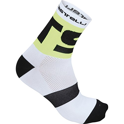 Castelli Free X13 calcetines, blanco/amarillo Fluo, color White/Yellow Fluo, tamaño XX-Large