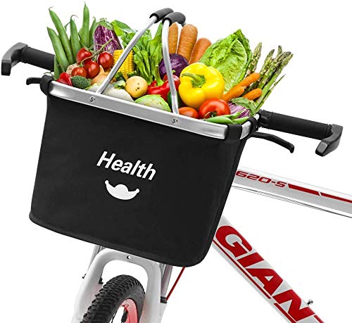 Cesta de Lona Bicicleta - Gran Capacidad Juego de adaptadores de Manillar y Canasta Cesta de Bicicleta Delantera Plegable Desmontable para Porta Mascotas, Bolsa de Compras, Camping al Aire Libr Cesta de Lona Bicicleta - Gran Capacidad Juego de adaptadores de Manillar y Canasta Cesta de Bicicleta Delantera Plegable Desmontable para Porta Mascotas, Bolsa de Compras, Camping al Aire Libr