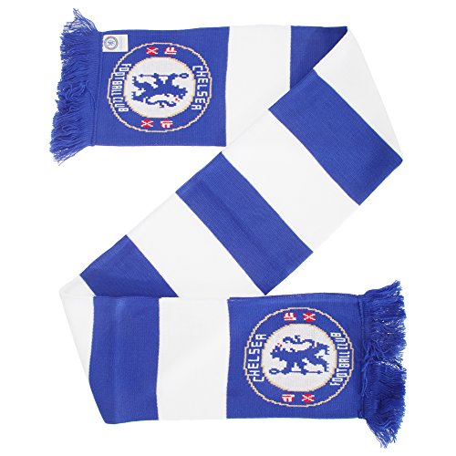 Chelsea FC - Bufanda oficial Modelo Barras y escudo fútbol (Talla Única) (Azul/Blanco)