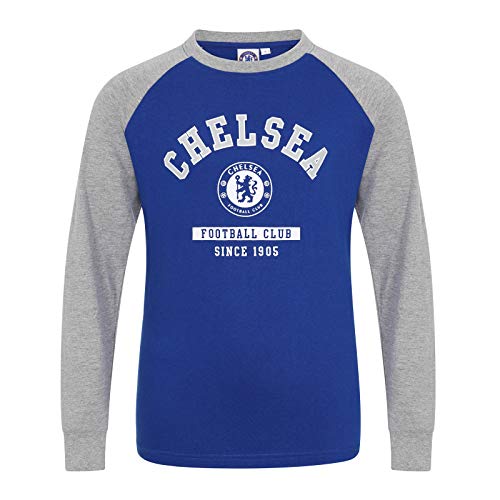 Chelsea FC - Camiseta Oficial con Mangas raglán y el Escudo del Club - para niño - Azul Real - 6-7 años