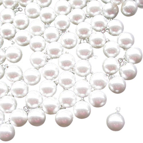 Chenkou Crfat - Botones de perlas de plástico blanco (30 unidades, 10 mm)