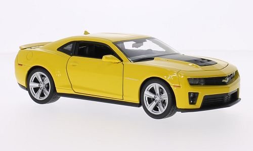 Chevrolet Camaro ZL1, amarillo/negro mate, 2012, Modelo de Auto, modello completo, Welly 1:24