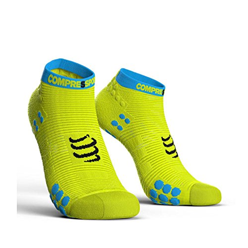Compress port proracing Socks V3.0 Run Low Calcetines Calcetines de deporte running Fluo Yellow, color amarillo, tamaño T4 (45-48)