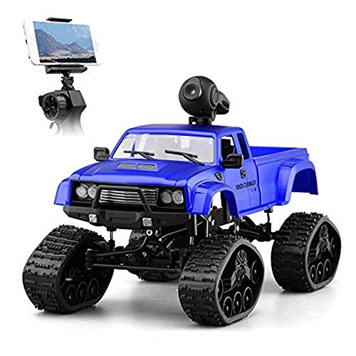 Control Remoto Coche Rc, Cámara Hd Wi-fi 720p Hd, Aplicación Móvil, 1/16 Led Light 4x4 Buggy, Coches Alta Velocidad Todo Terreno Carreras Camiones, Pista Nieve Control Remoto Cámara 30w Pixel,Azul