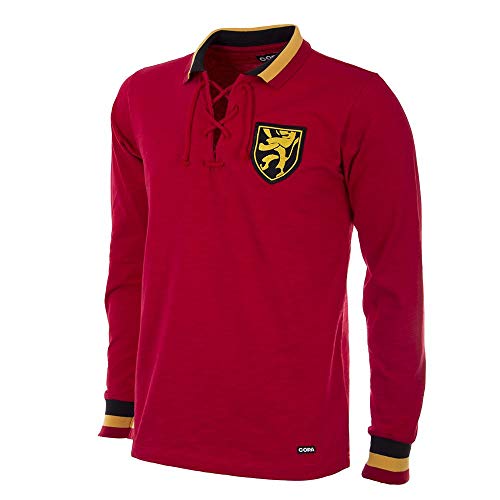 Copa Bélgica 1954 - Camiseta de Cuello de fútbol Retro para Hombre, International Football, Bélgica 1954, Hombre, Color Rojo, tamaño XXL