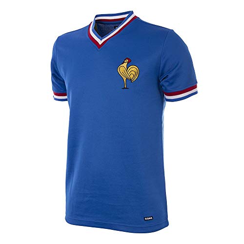 Copa Camiseta de fútbol Retro de Francia 1971 con Cuello en V, Hombre, Camiseta Retro de fútbol con Cuello en V, 220, Azul, XXL