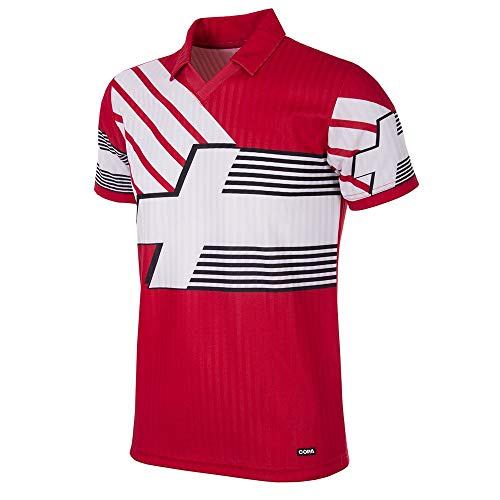 Copa Camiseta de fútbol Retro para Hombre Suiza 1990-92, Hombre, 228, Rojo, S