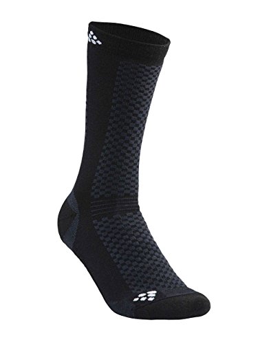 Craft Warm mi-hautes de Running Pack de 2 chaussetes Mixta, Color Blanco y Negro, tamaño Medium