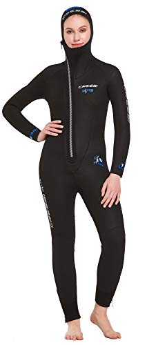 Cressi Diver Lady Monopiece Wetsuit Traje de Buceo de Una Pieza para Mujer, Disponible en 5 mm/7 mm, Women's, Negro/Azul, S/2